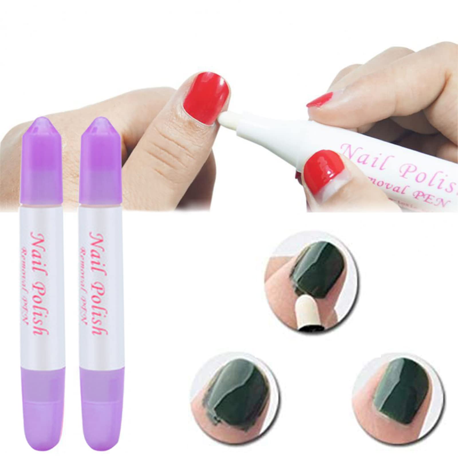 2 Pack Dual-Tip Nail Polish Corrector Pens - Purple Nail Art Cleaner & Edge Sculpting Tool for DIY Manicures & Salon Use | Perfect for Fixing Mistakes & Detailing Nail Designs