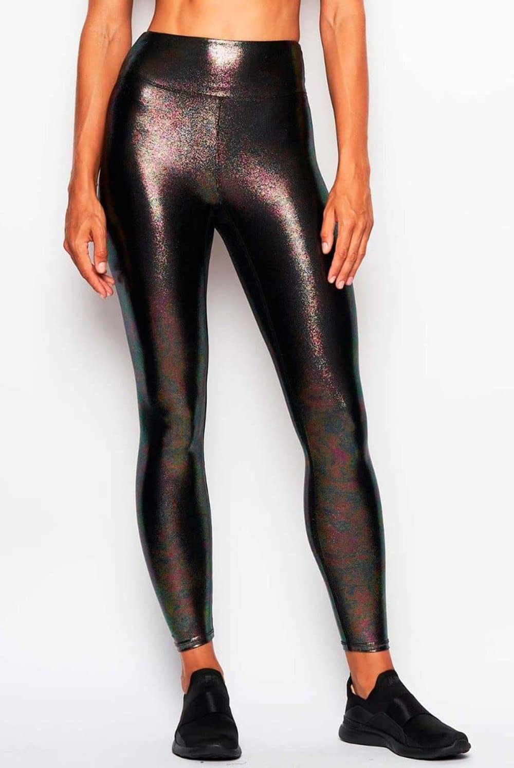 Marvel Superhero Shiny Leggings for Women - High Waist Yoga Pants, 24K Gold Foil Print, Made in USA (Size XL) | Perfect for Cosplay, Gym Workouts & Casual Wear