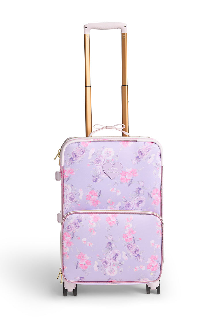 STATE x LoveShackFancy Logan Carry On Suitcase - Stylish Pink Floral Luggage for Women | Perfect for Weekend Getaways & Air Travel | TSA-Approved Spinner Bag