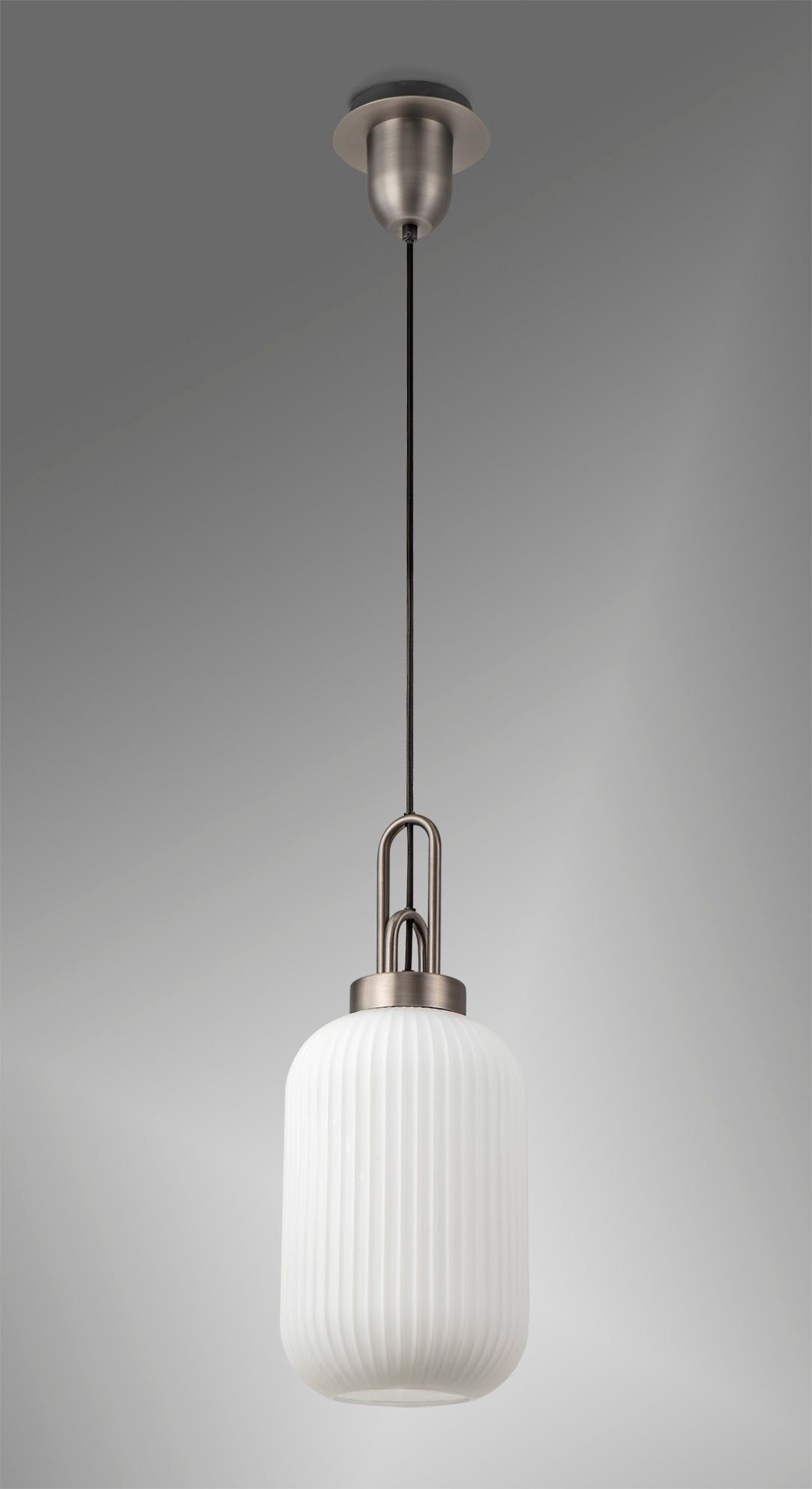 Stylish Cadiz 1-Light Pendant Light with 20cm Tubular Ribbed Glass Shade - E27 Socket, IP20 Rated, Multiple Color Options - Perfect for Kitchen Island, Dining Room, or Entryway Lighting