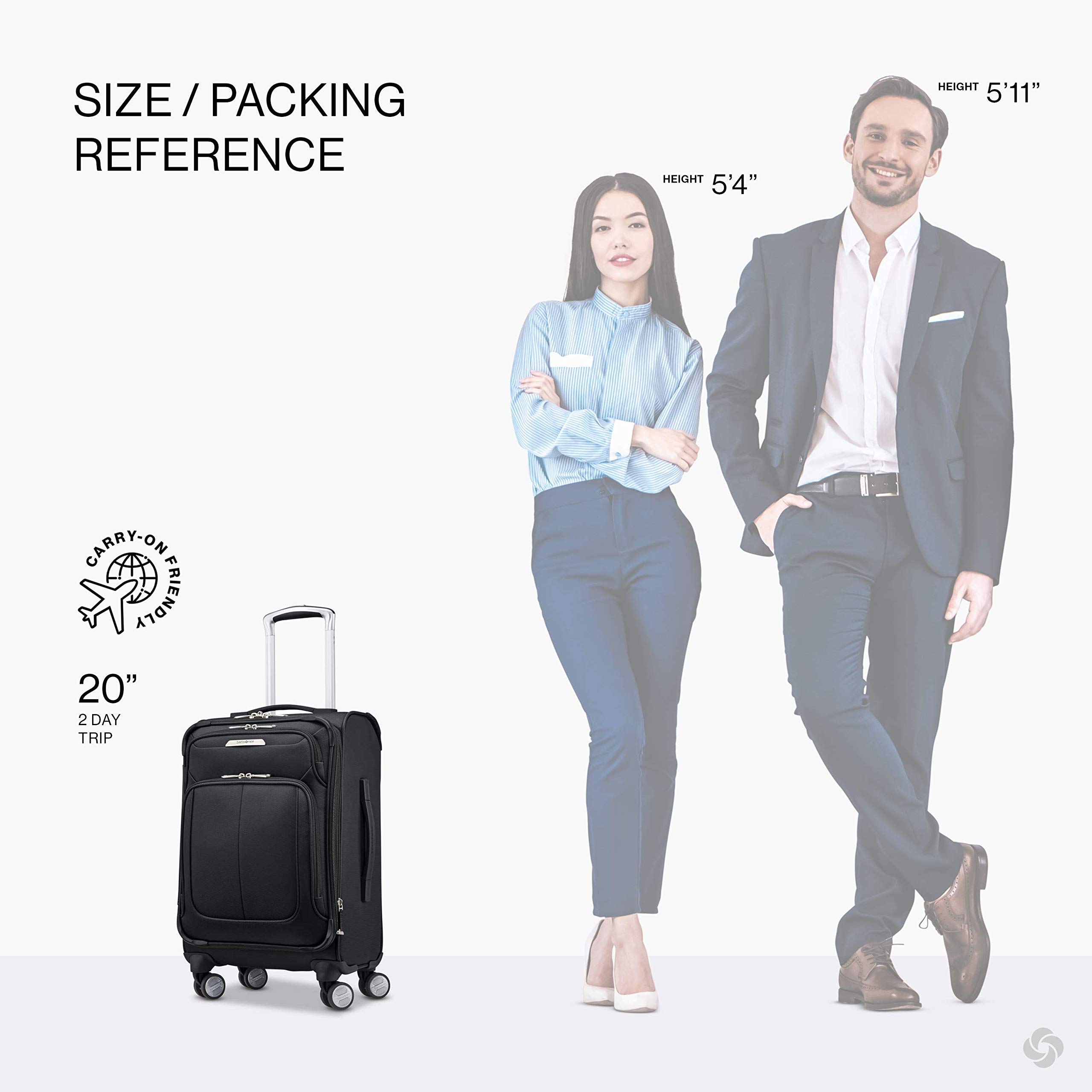Samsonite Solyte DLX Softside Expandable Carry-On Luggage with 360° Spinner Wheels, 20-Inch Lightweight Suitcase for Travel - Midnight Black | Perfect for Business Trips & Weekend Getaways