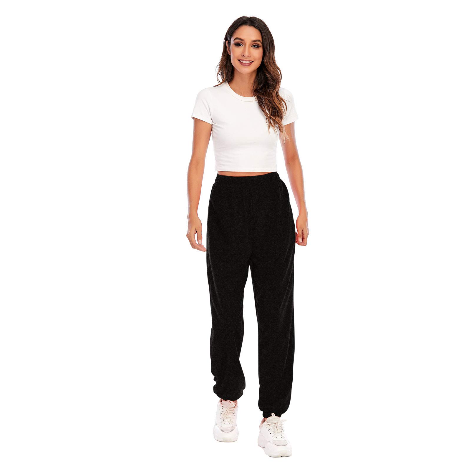 Maryia Women's Elastic Waist Waffle Knit Jogger Pants - Comfortable Lounge, Workout & Casual Sweatpants for Yoga, Running, Travel & Everyday Wear