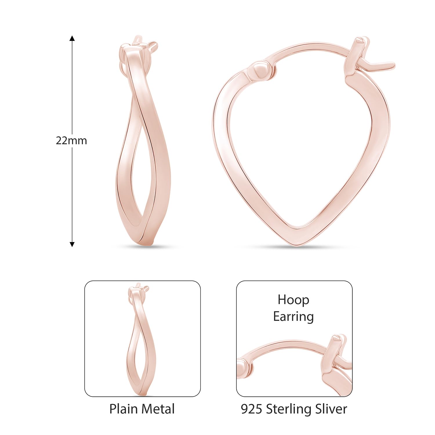 14K Gold Over Sterling Silver Wavy Ribbon Hoop Earrings for Women - Elegant & Stylish Jewelry for Parties, Weddings & Everyday Wear
