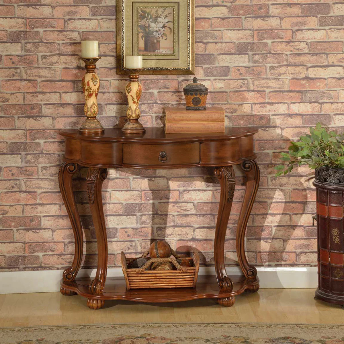 Vintage Style Solid Cedar Entryway Table - Handcrafted Wooden Console Table for Hallway & Foyer Decor | Perfect for Farmhouse, Rustic & Traditional Home Interiors