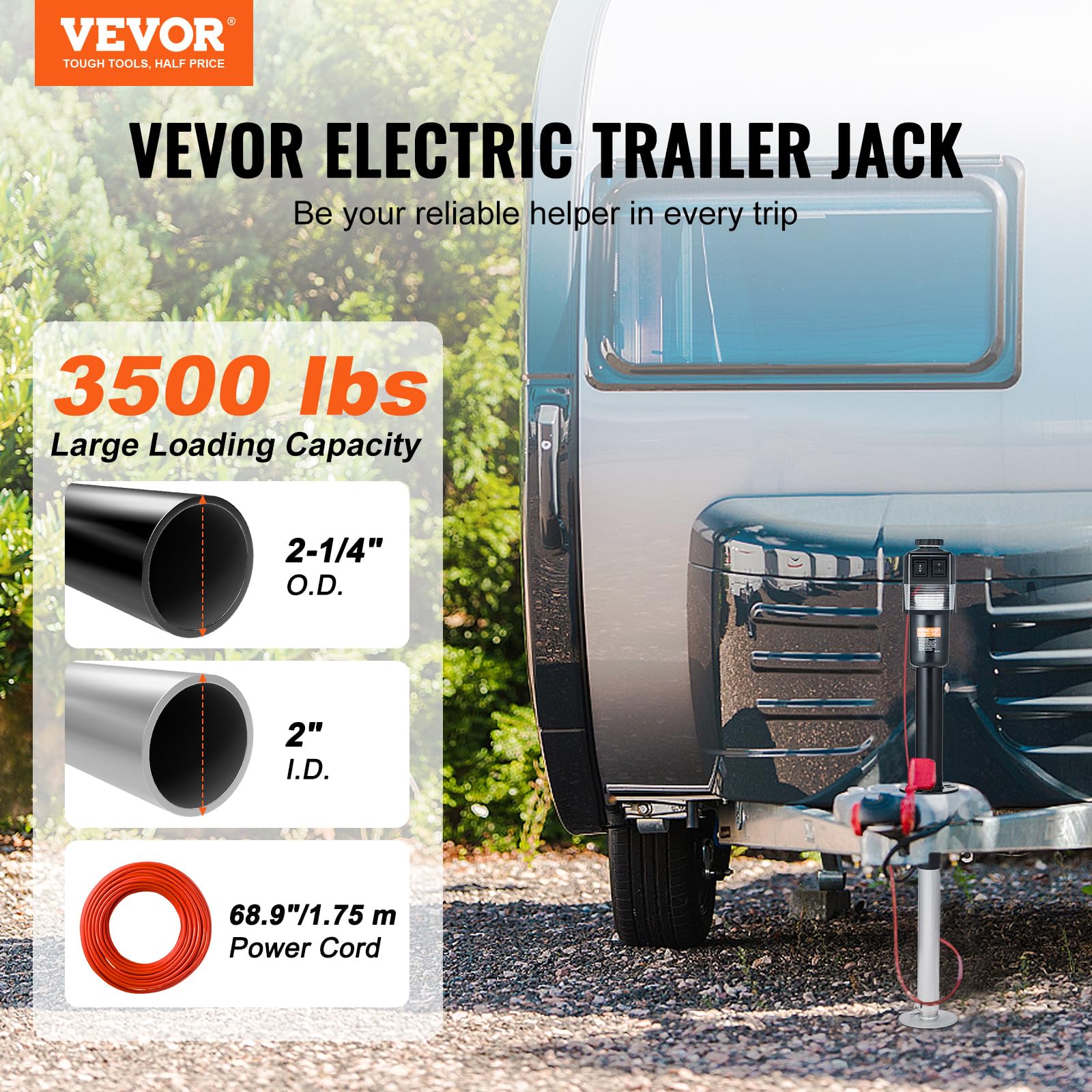 VEVOR 3500lbs Electric Trailer Jack - 9.84