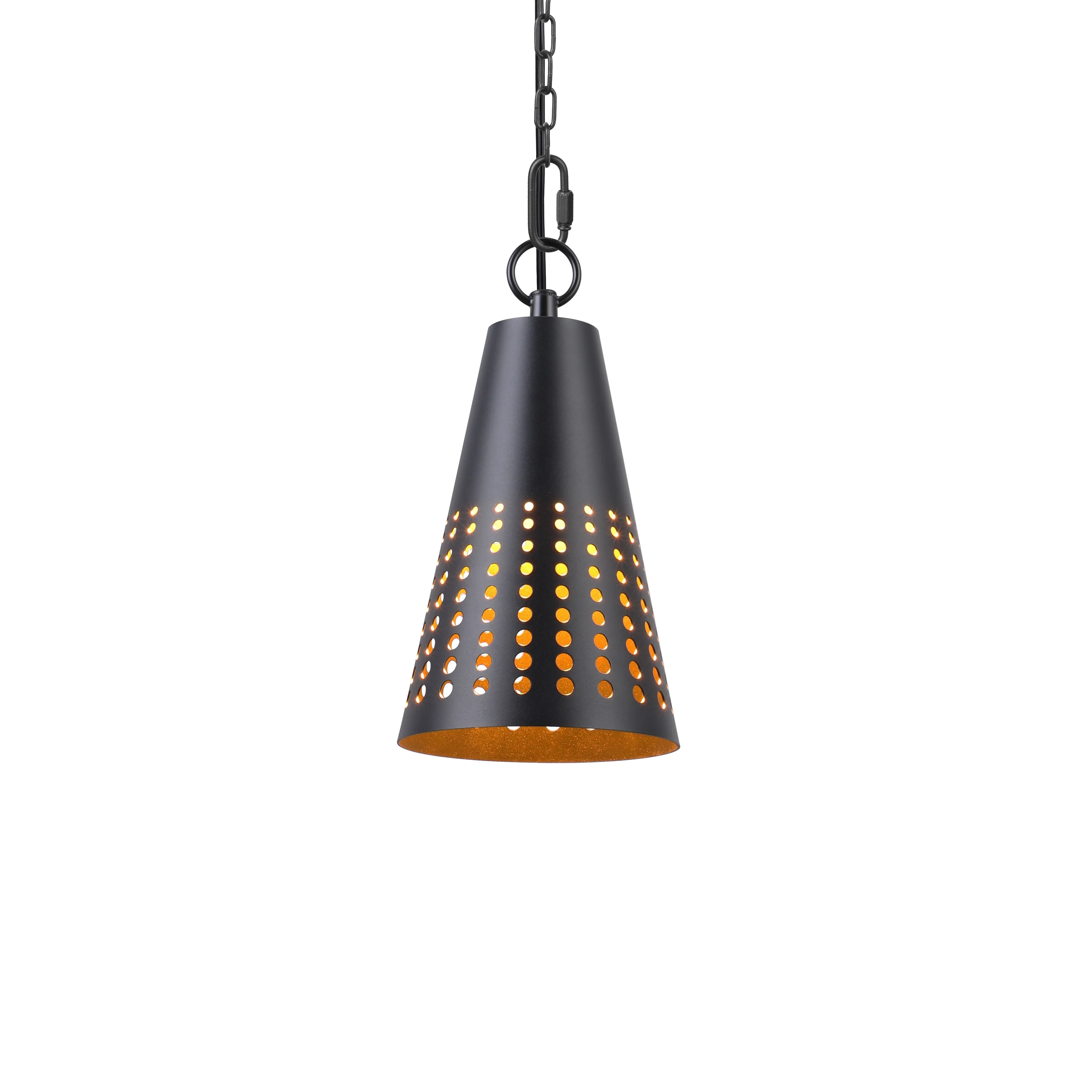HLSL04 Tiki Low Voltage Black Pendant Light - 5W 2200K Warm White Integrated LED Aluminum Outdoor Hanging Light for Patio, Garden, Deck & Backyard Lighting