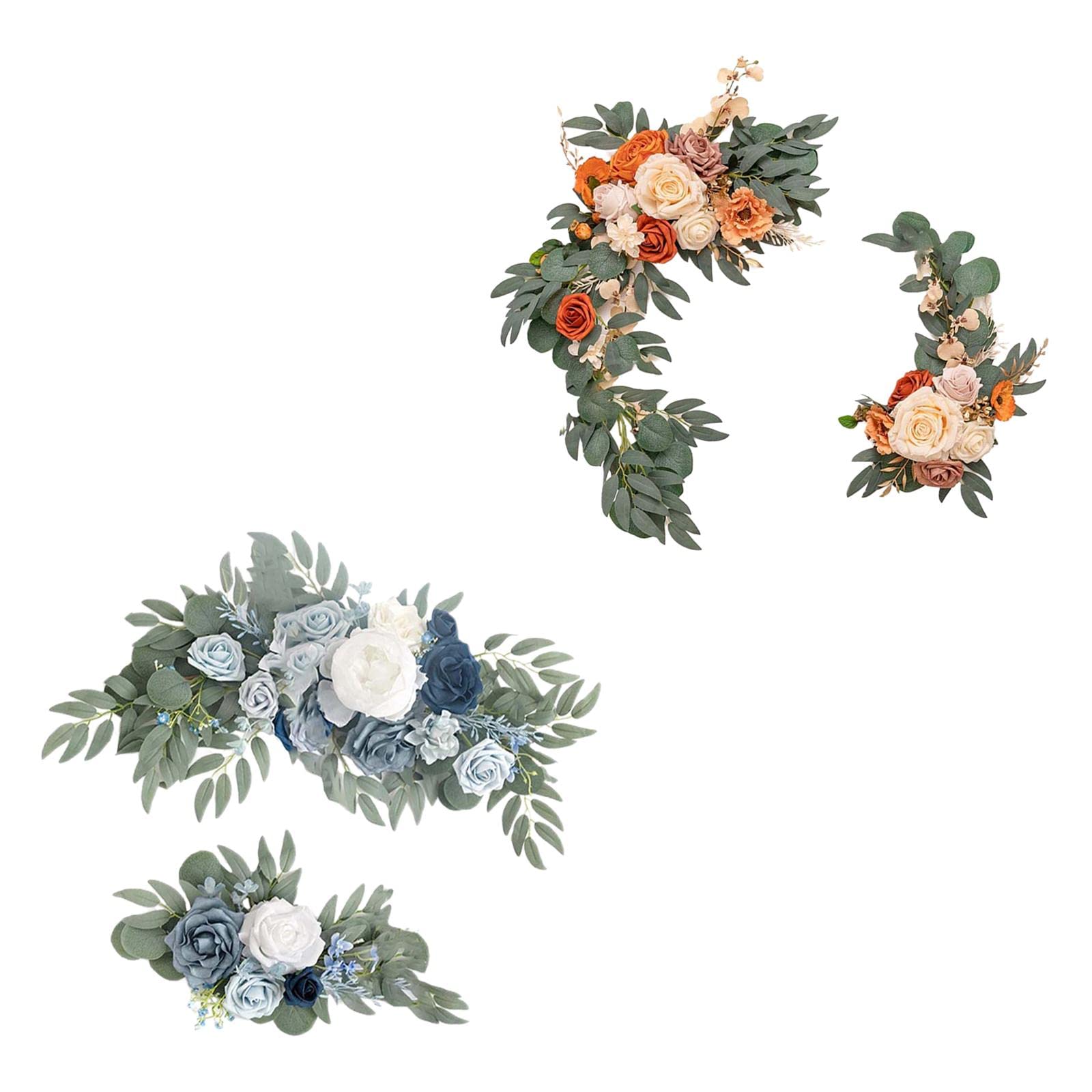 Menolana Farmhouse Rose Flower Swag - Handmade Decorative Silk Flowers for Wedding Arch, Backdrop Wall & Table Decor (Pink, White, Blue) | Perfect for Rustic Weddings, Bridal Showers & Home Décor