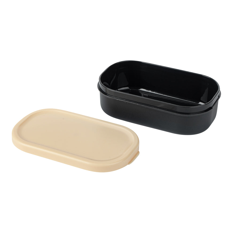Bento Tek 3 oz Black Buddha Box Snack & Sauce Containers with Beige Lid - 4 Pack (3.75
