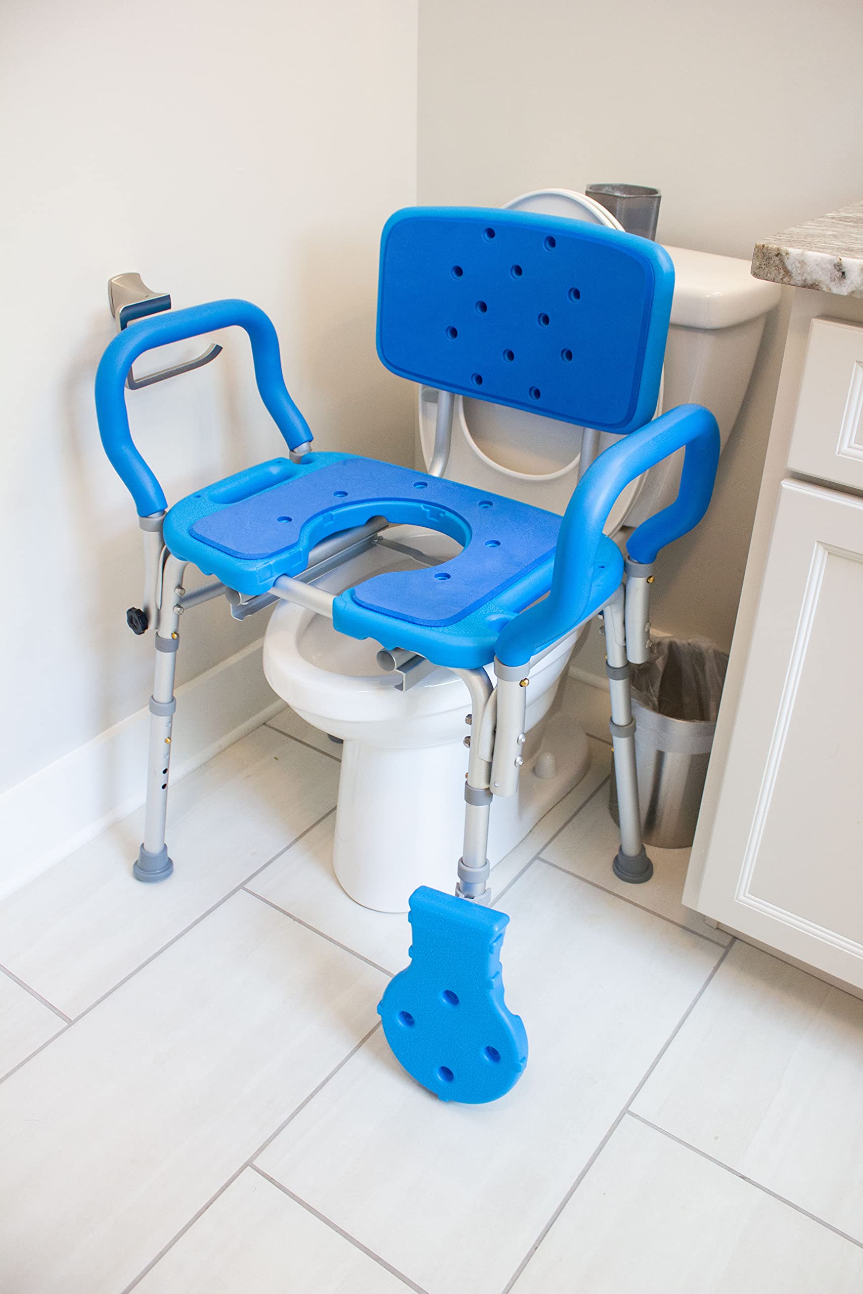 Platinum Health Samson Deluxe Bariatric 3-in-1 Shower/Bath/Commode Chair - 600lb Weight Capacity, Adjustable Height, Padded Seat with Cutout & Insert - Heavy Duty Mobility Aid for Elderly & Disabled (Home Care, Hospital, Rehab Use)