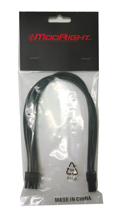 ModRight Black Out Series 4 Pin EPS to 8 Pin EPS Adapter Cable - 12 Inch High-Quality Power Extension for PC Builds & Custom Gaming Rigs - Perfect for Cable Management and Power Supply Upgrades