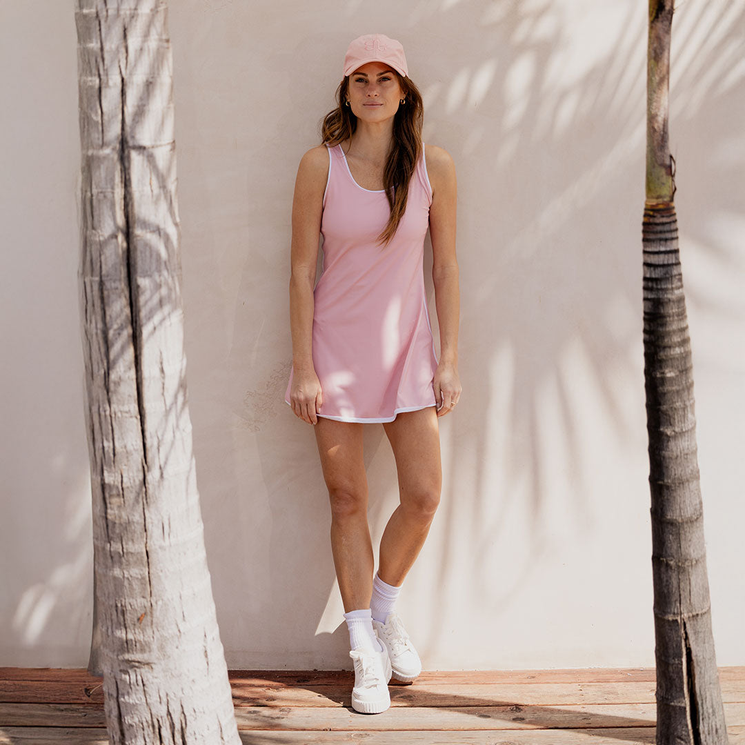 Women's Pink & White Tennis Dress for Doubles Matches - Breathable & Stylish Activewear for Court Play and Training