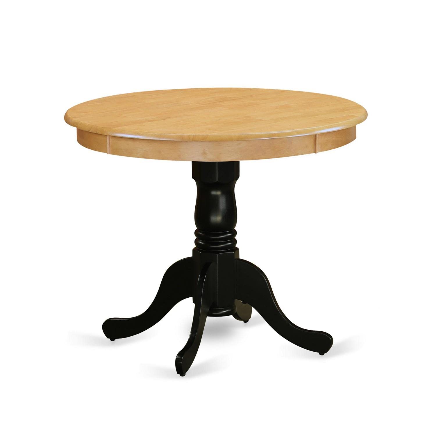 Antique Modern Dining Table 36x36 Inch - Round Kitchen Table with Pedestal Base in Oak & Black Finish | Perfect for Small Spaces, Breakfast Nooks & Cozy Dining Rooms