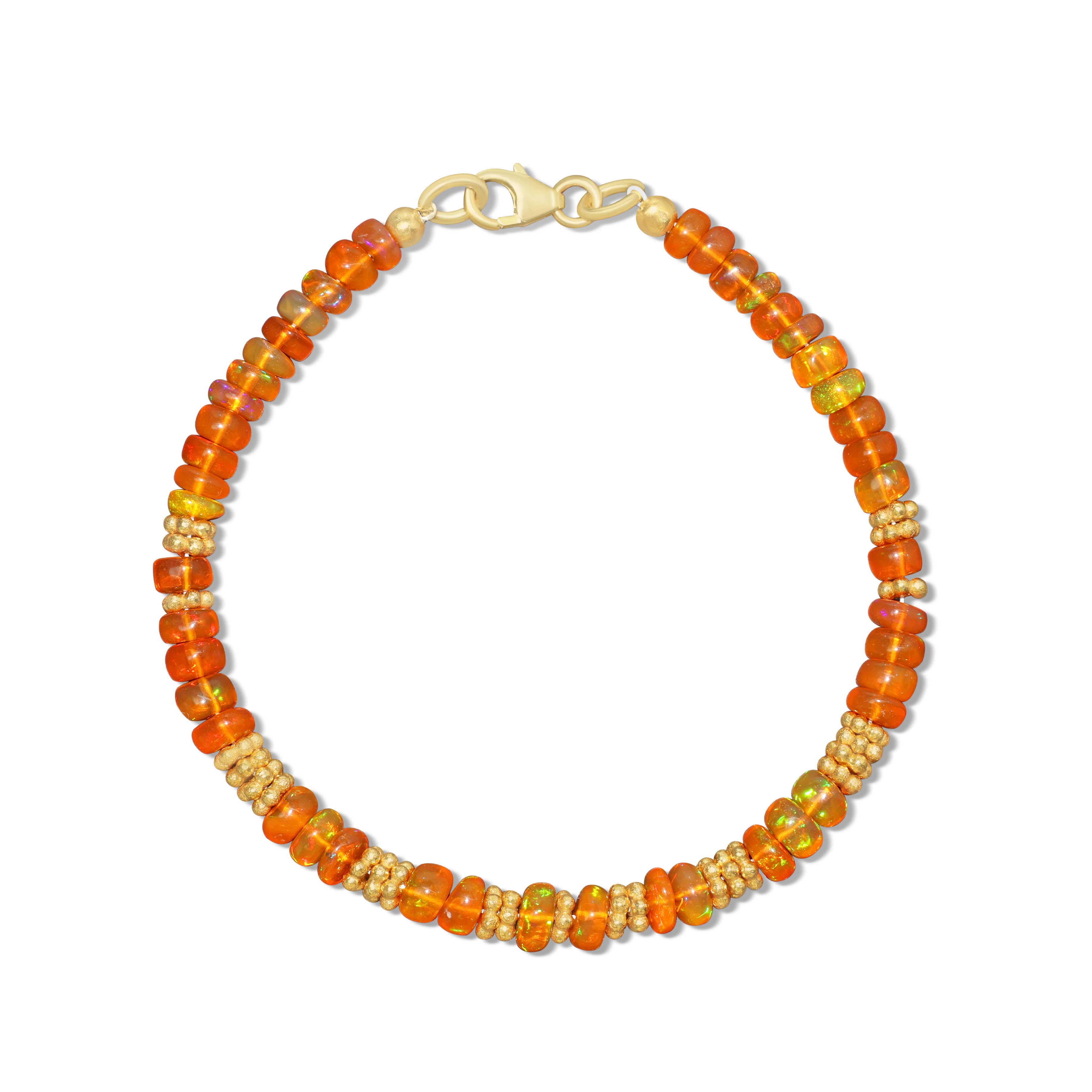Natural Orange Opal Beaded Bracelet with Spacer Beads - Elegant Handmade Jewelry for Women, Boho Chic Accessory for Parties & Everyday Wear