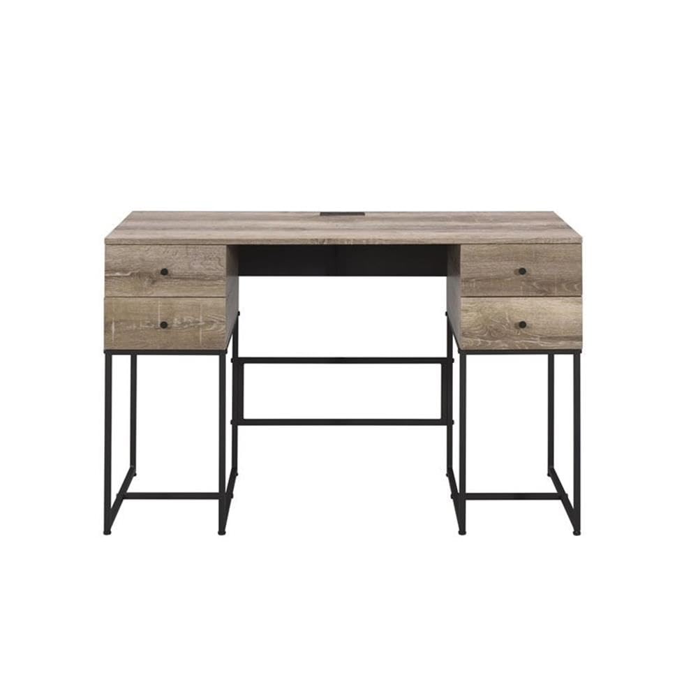 BOWERY HILL Modern Black Metal Desk - Sleek Home Office Furniture for Small Spaces & Workstations | Perfect for Remote Work & Study