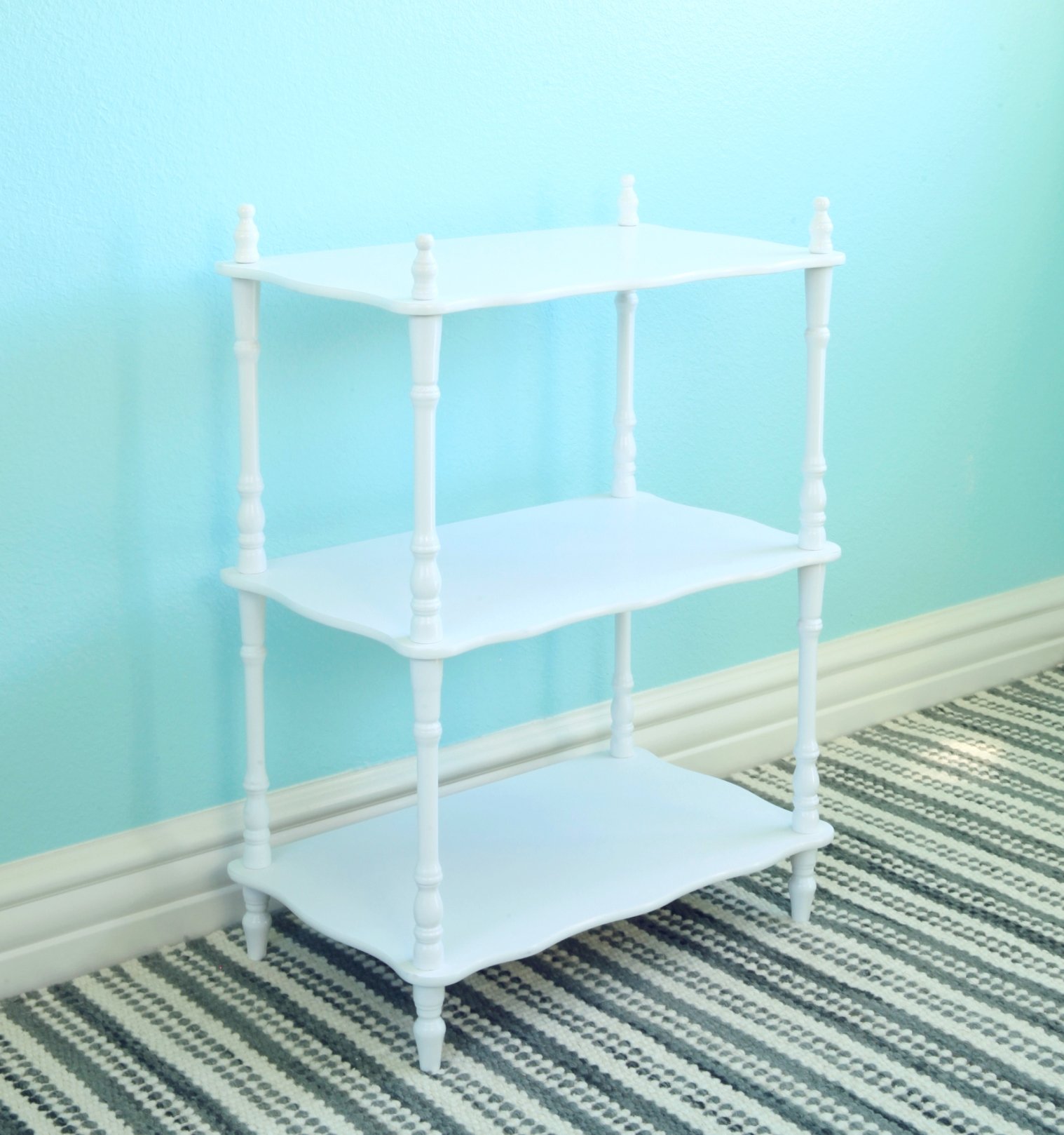 Frenchi Home Furnishing 3-Tier Shelves - Rustic Wooden Storage Shelf for Bathroom, Kitchen, Living Room | Space-Saving Organizer for Books, Plants & Decor