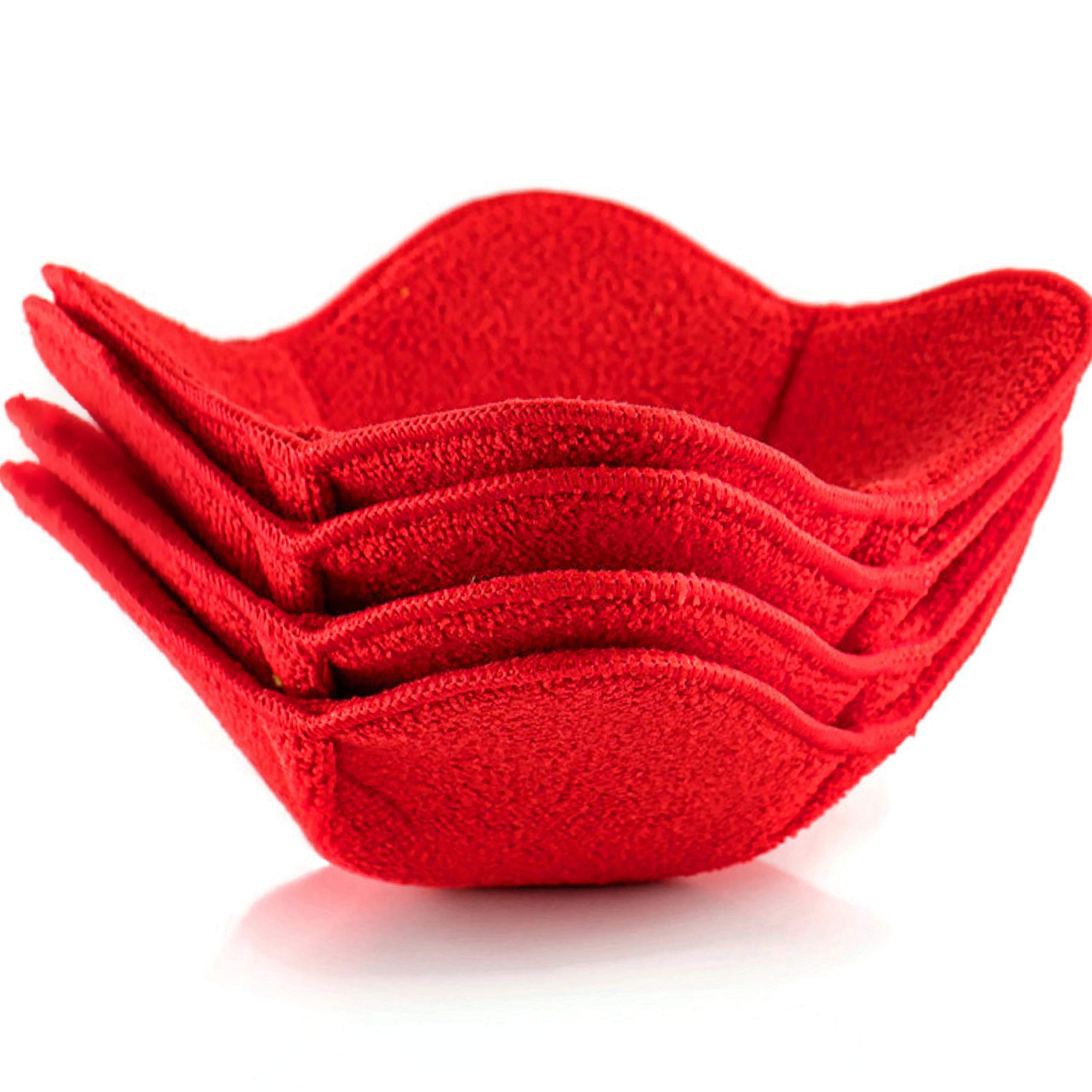 SHILA Microwave-Safe Bowl Cozy Set - Heat Resistant Hot Bowl Holder (Red) | Polyester & Sponge Insulated Dish Pads for Soup, Rice & Pasta | Keep Hands Cool & Food Warm | Perfect for Dining, Meal Prep & Microwave Use