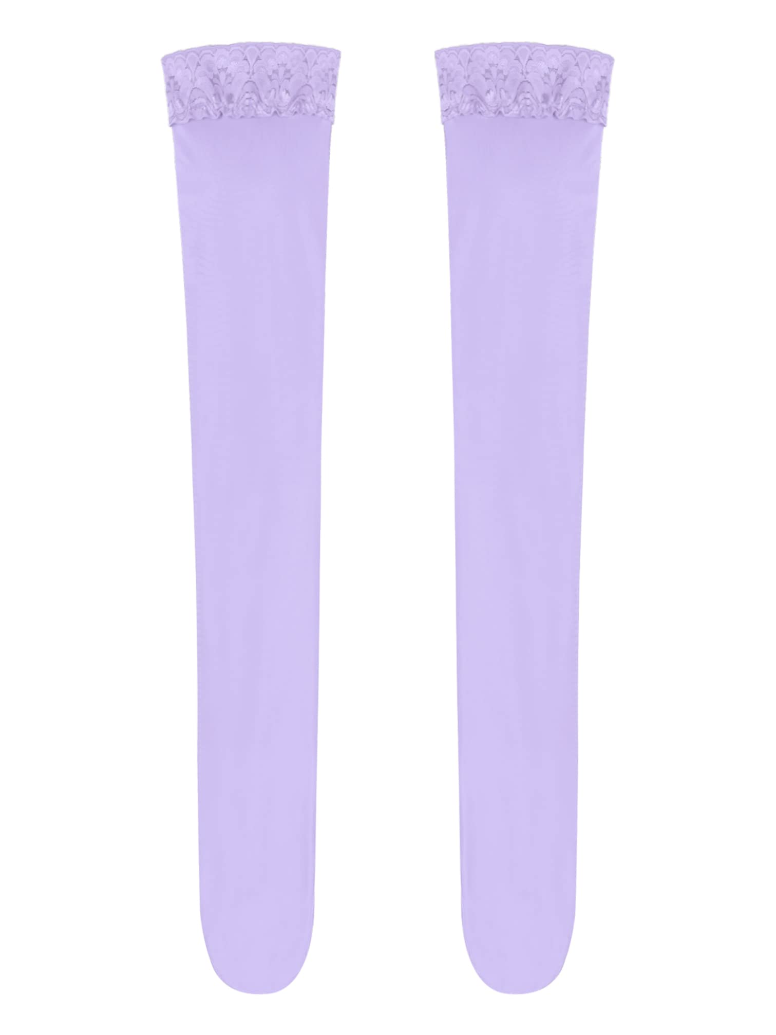 iiniim Women's Silk Thigh High Socks - Ultra Thin Over The Knee Stockings with Lace Trim - Elegant & Comfortable Tights for Party, Date Night or Daily Wear