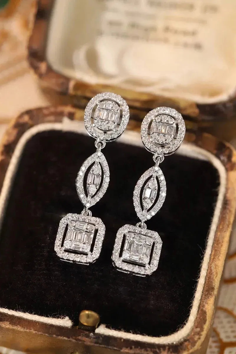 18K White Gold Geometric Drop Earrings with 0.70CT Real Natural Diamonds for Women | Elegant Party & Evening Jewelry | Perfect for Weddings, Anniversaries and Special Occasions