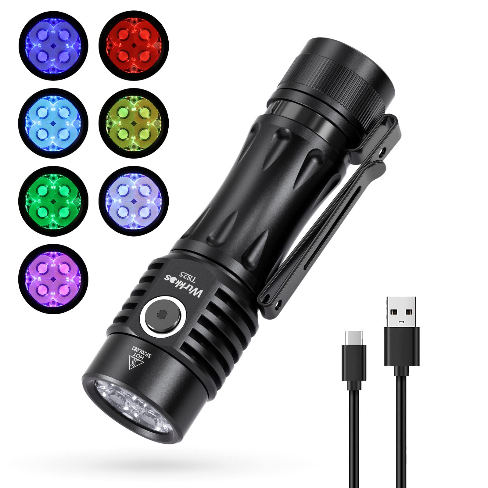 Wurkkos TS25 4000 Lumens Rechargeable Flashlight - 4 x 519A LED RGB EDC Flashlight with Anduril 2.0 - Compact High Power Pocket Light for Hiking, Camping, Emergency & Outdoor Adventures