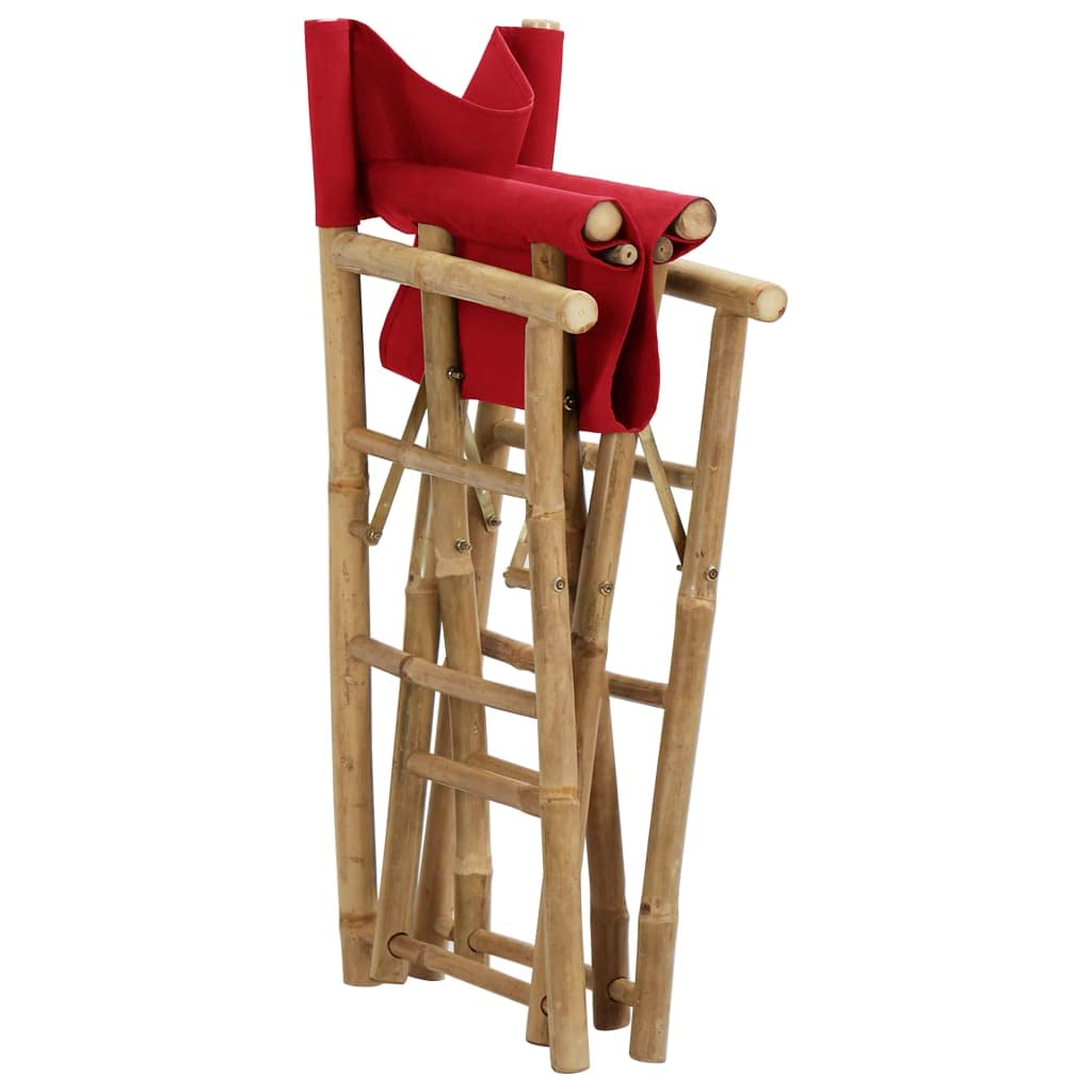 CHARMMA Folding Director's Chairs 2-Pack - Red Bamboo Frame with Durable Fabric - Lightweight 10.6KG - Perfect for Outdoor Events, Camping, and Home Theater Seating