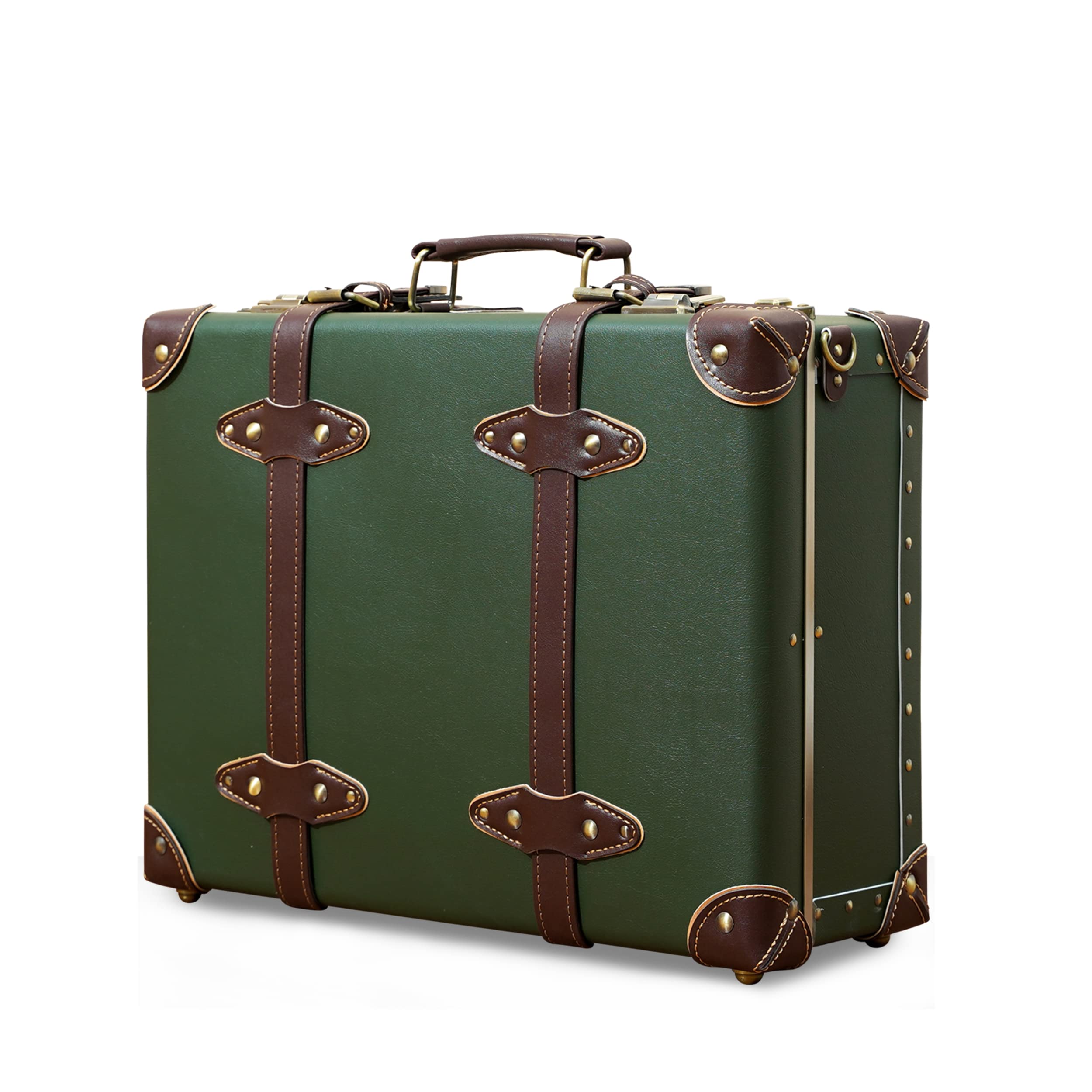 Vintage Leather Carry-on Suitcase - Non-wheeled Mini Trunk Overnight Bag with Adjustable Shoulder Strap | Perfect for Weekend Getaways, Business Trips & Airplane Travel