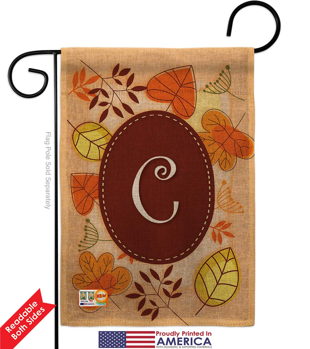 Harvest Monogram Garden Flag Set - Fall Scarecrow & Pumpkin Design for Autumn Decor