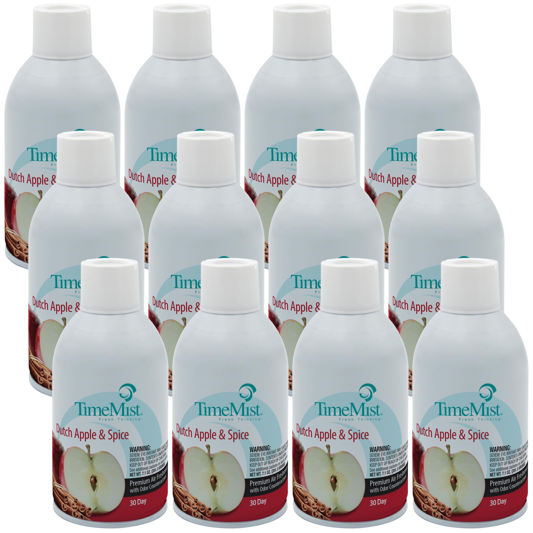TimeMist Premium Metered Air Freshener Refills - Dutch Apple Spice Scent - 7.1 oz (Pack of 12) - Long-Lasting 30-Day Odor Neutralizer for Home, Office & Car - Eliminates Tough Unwanted Smells - 1042818