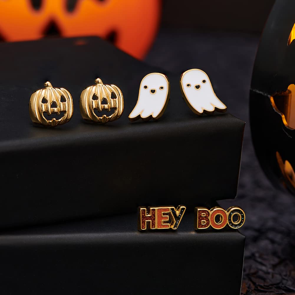 Halloween Earrings for Women - Spooky Pumpkin, Ghost, Witch, Bat, Spider & Skull Dangle Earrings in Purple, Orange & Black | Perfect for Halloween Parties, Costume Accessories & Gift Giving