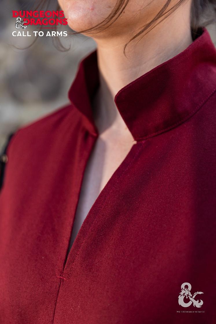 Dungeons & Dragons Fighter Tunic - Burgundy & Black Medieval Costume for LARP, Cosplay & Fantasy Roleplaying Games