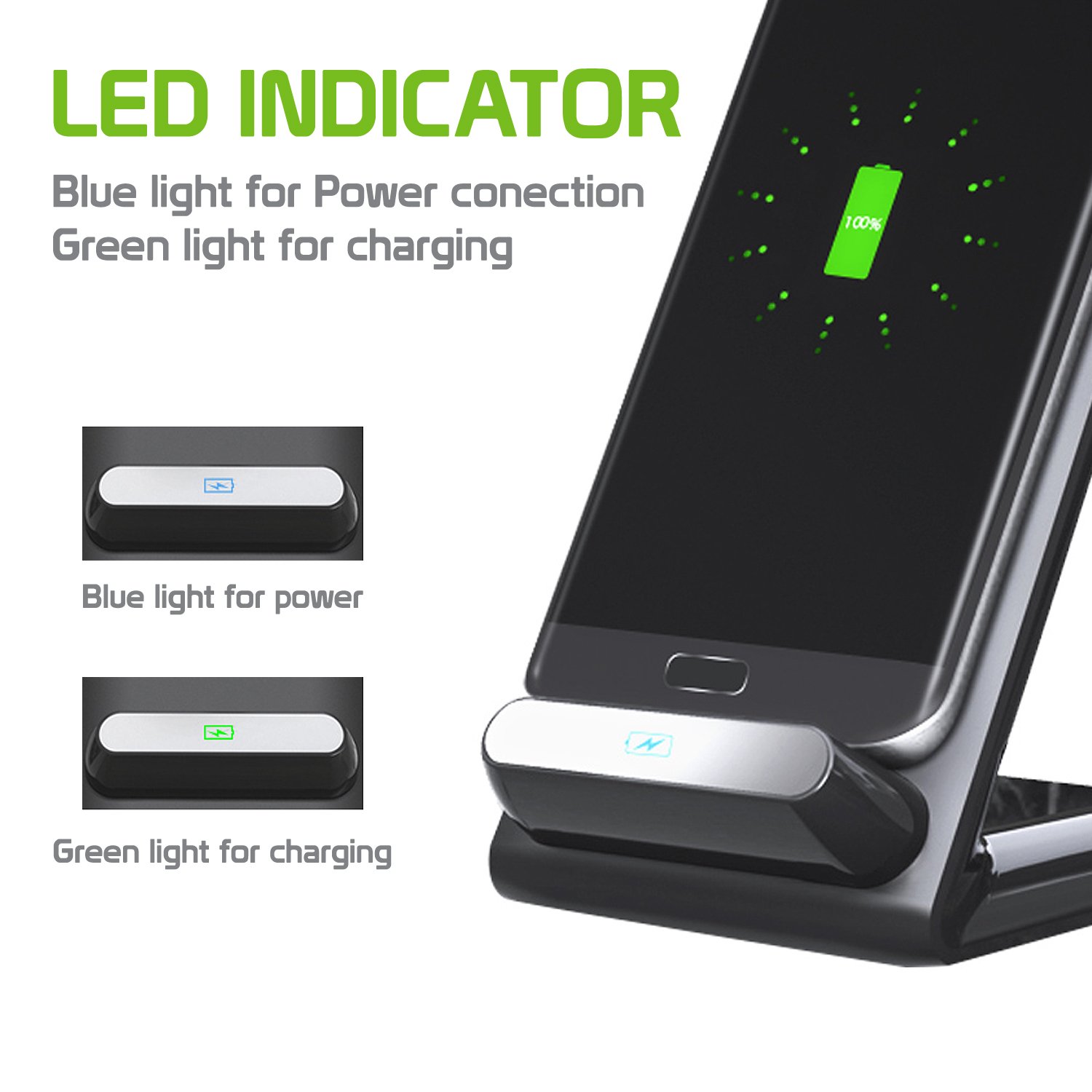 Cellet Ultra Slim Wireless Charger & Phone Stand - Fast Charging Qi-Certified Universal Charging Pad for iPhone, Samsung, Galaxy - Perfect for Home, Office & Travel