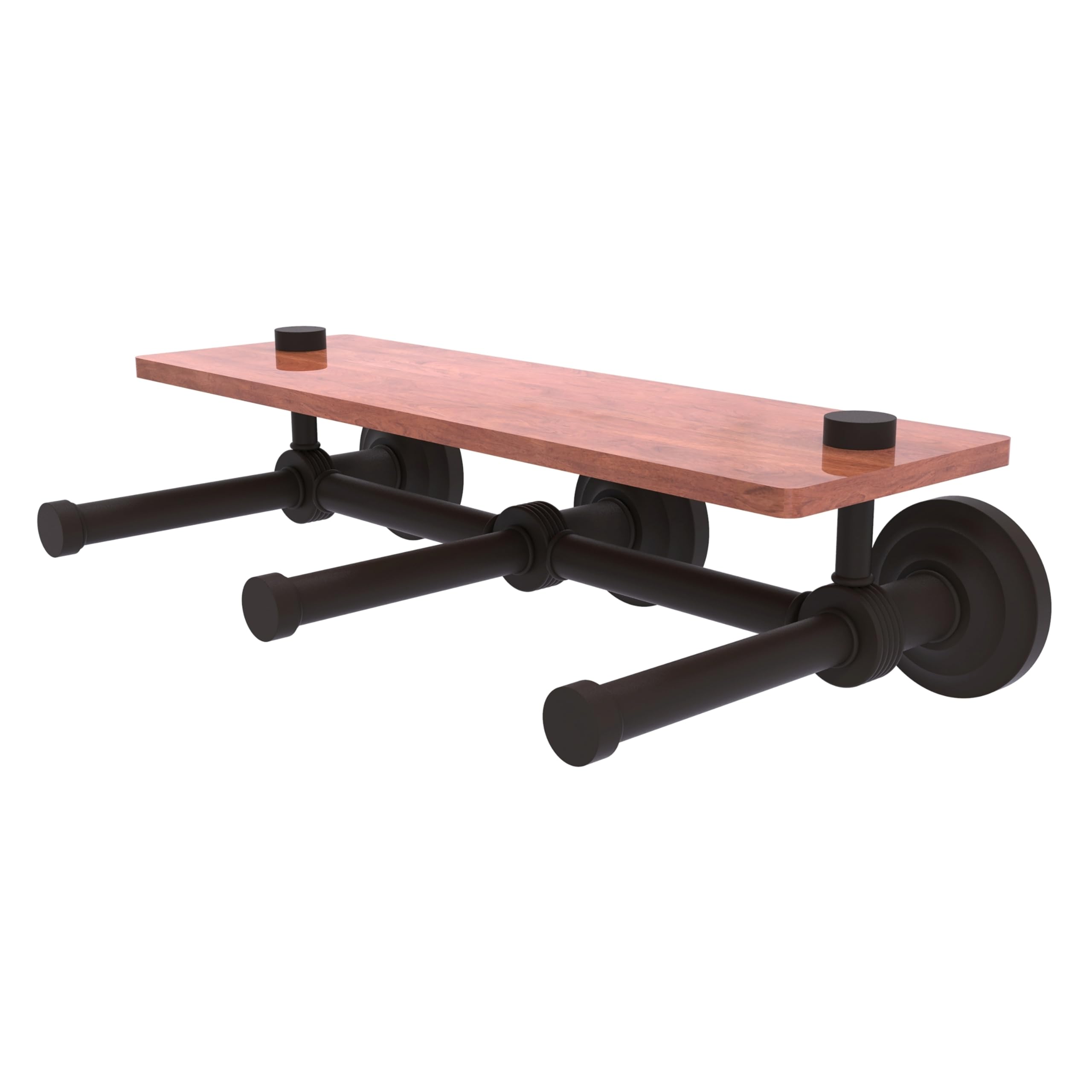 Allied Brass QN-35-3S-IRW 3-Roll Horizontal Wooden Toilet Paper Holder - Oil Rubbed Bronze Finish | Bathroom Tissue Roll Dispenser for Modern & Traditional Homes