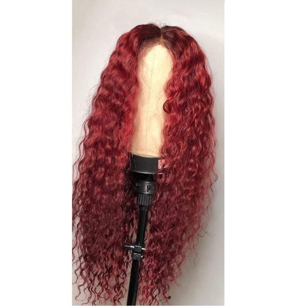 13x6 Lace Front Human Hair Wig - Burgundy Curly Brazilian Remy Hair with Pre-Plucked Hairline & Baby Hair | 14 Inch Red Wine Color | Perfect for Cosplay, Parties & Daily Styling