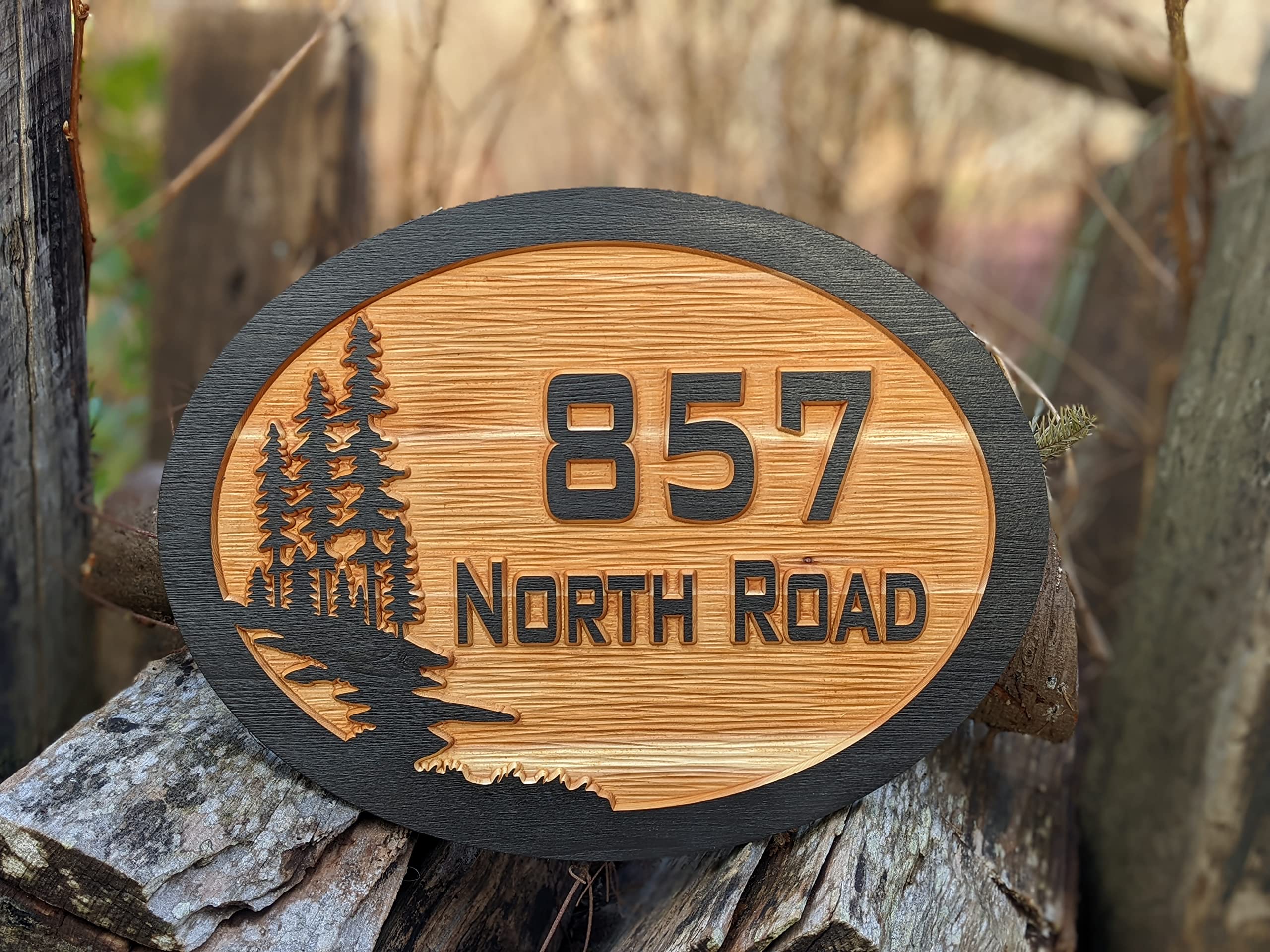 Personalized Oak Tree Wooden Address Plaque - 17