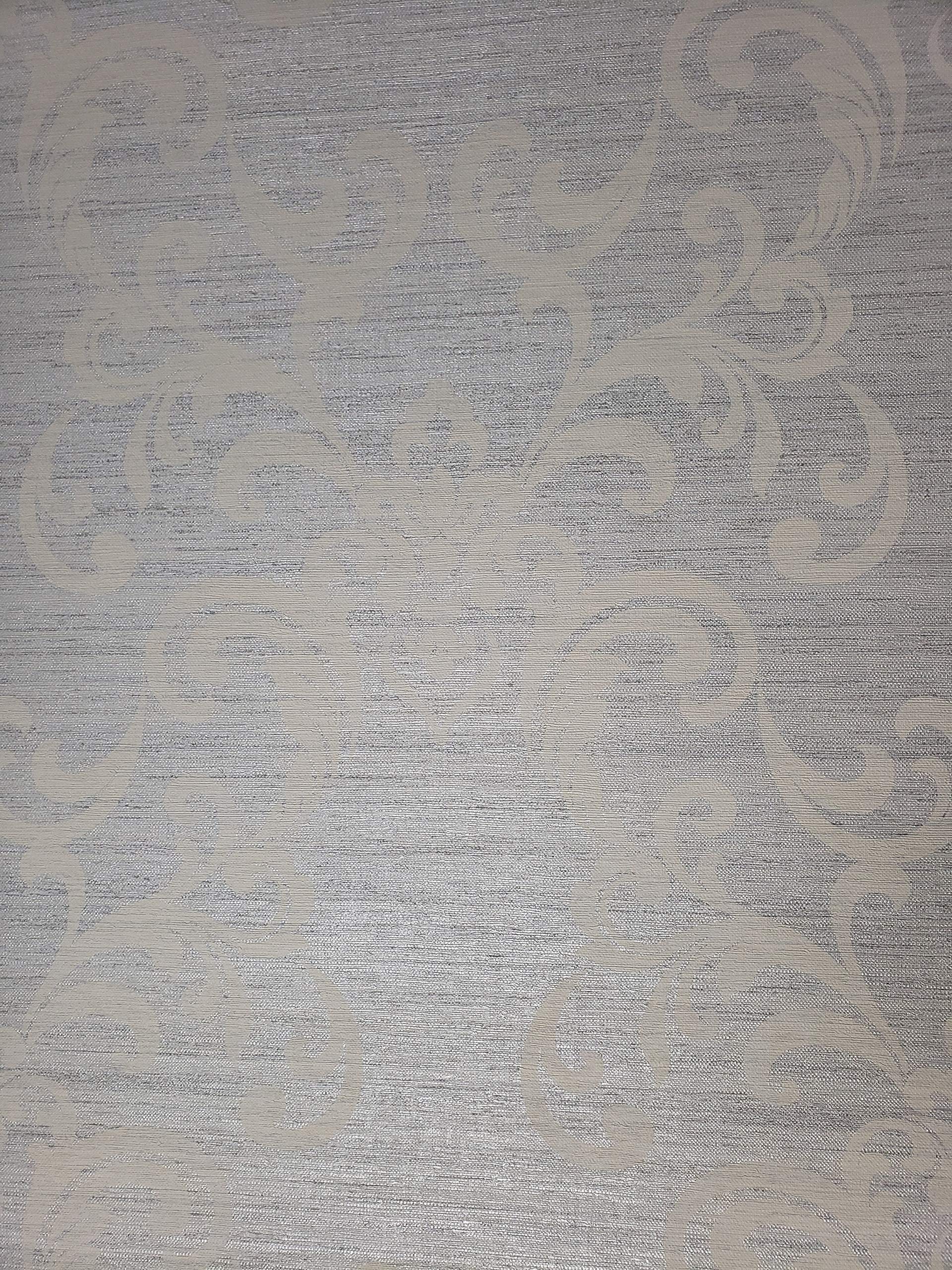 Textured Gray Damask Silver Metallic Faux Grasscloth 3D Wallpaper Roll - Peel and Stick Removable Wallpaper for Living Room, Bedroom, Dining Room Decor