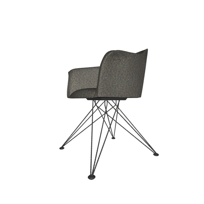 FLAMINIA Modern Armchair - Mid Century Style Accent Chair with Wooden Legs for Living Room, Bedroom, or Office - Comfortable Upholstered Lounge Chair for Relaxing and Reading