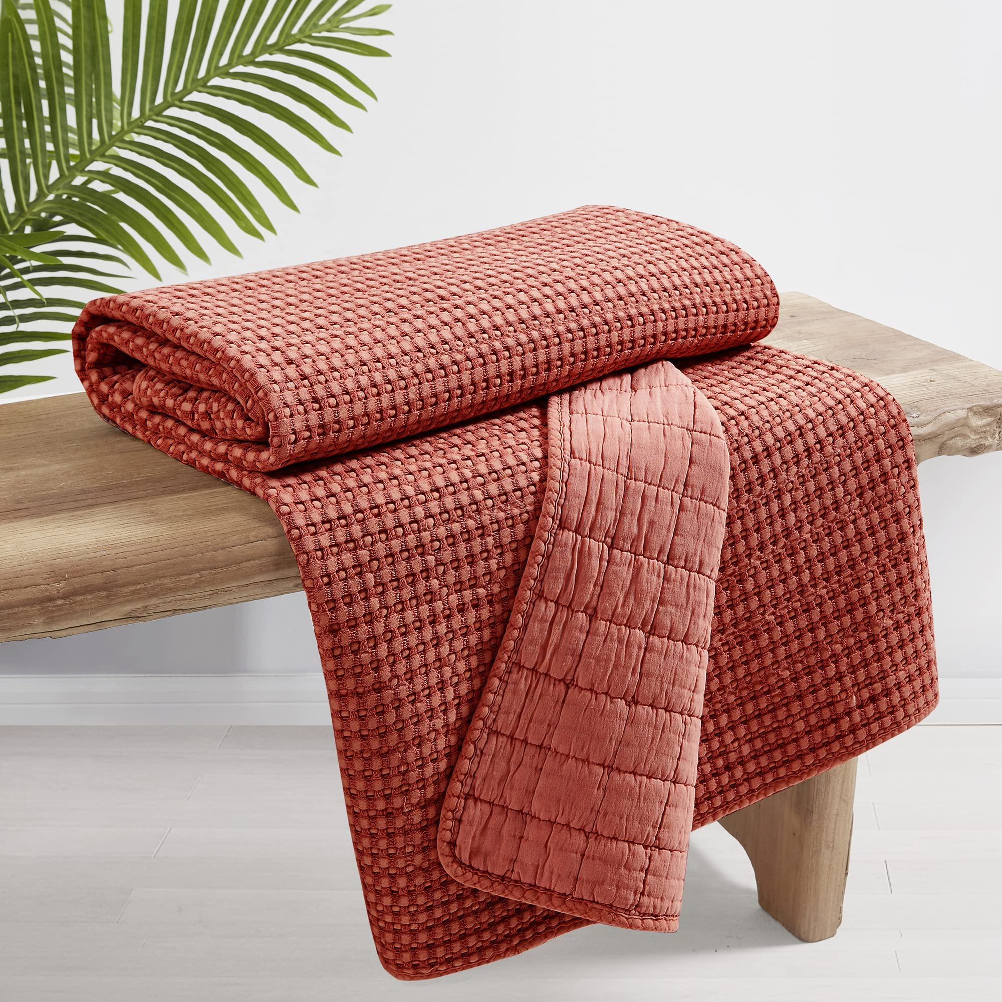 Levtex Home Mills Waffle Throw Blanket - 100% Cotton Waffle Weave - 50