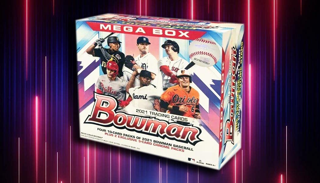 Bowman 2021 Baseball Mega Box - 24 Packs with Autographs & Rookie Cards | Collectible Trading Cards for Baseball Fans | Perfect for Gifts, Trading, and Display