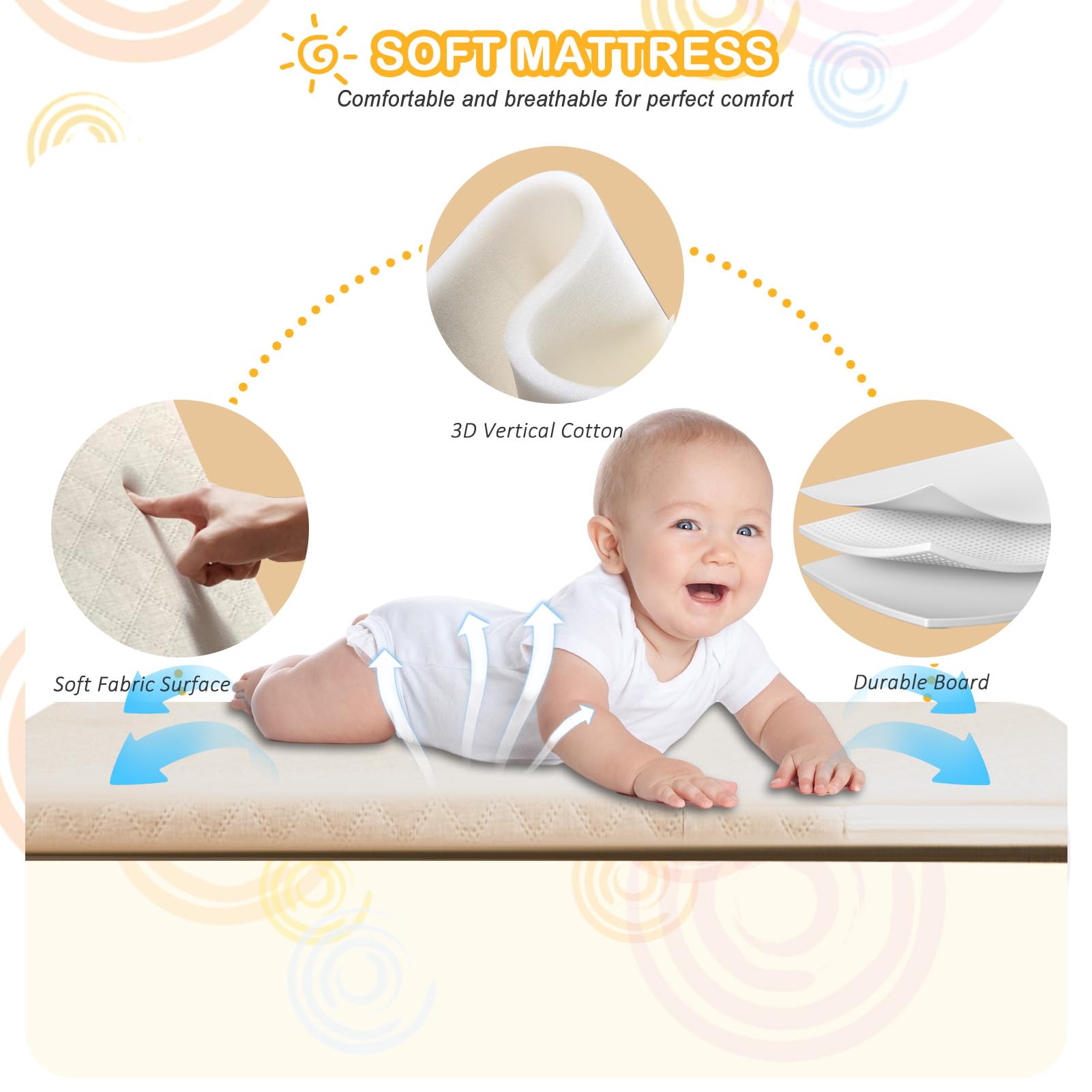 3-in-1 Adjustable Baby Bassinet Bedside Sleeper with Musical Toy & Storage Basket - Portable Crib with 4-Sided Mesh & Wheels for Newborns 0-6 Months (Pink) - Perfect for Nursery, Bedroom & Travel Use