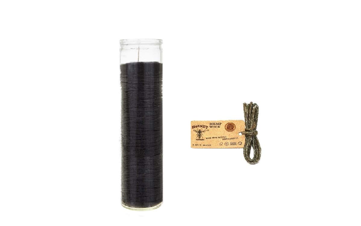 Black Unscented Glass Prayer Candles 8 Inch - Devotional Church Candles for Religious Ceremonies, Home Altars & Spiritual Meditation
