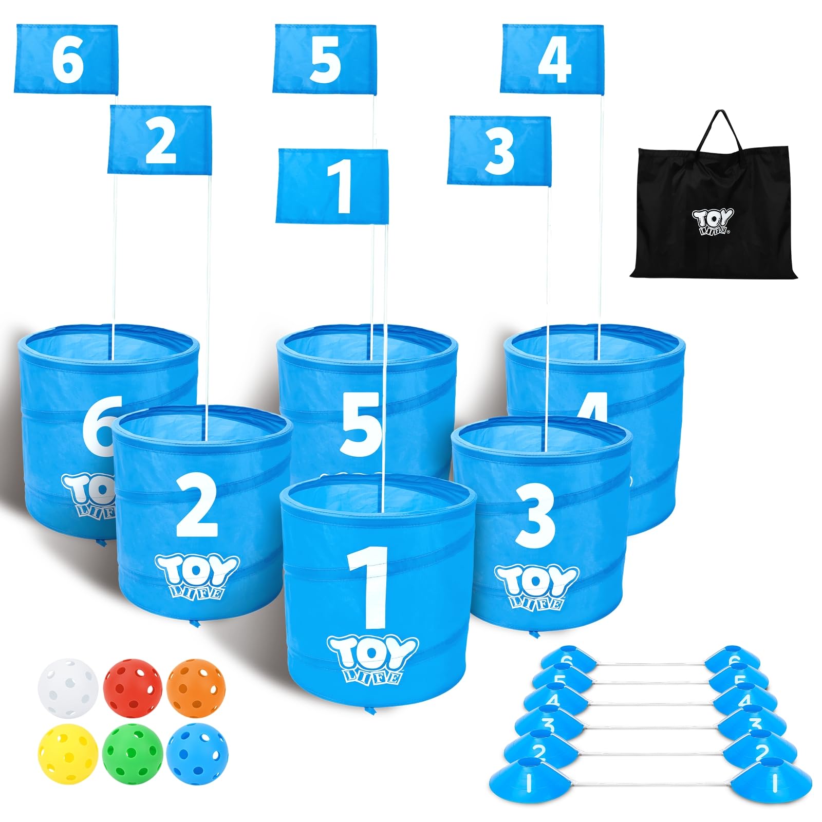 TOY Life Golf Bucket Game - Indoor/Outdoor Golf Chipping Practice Set for Adults & Kids - Perfect for Backyard, Beach & Family Fun - Great Golf Gift Idea & PAR 3 Training Tool