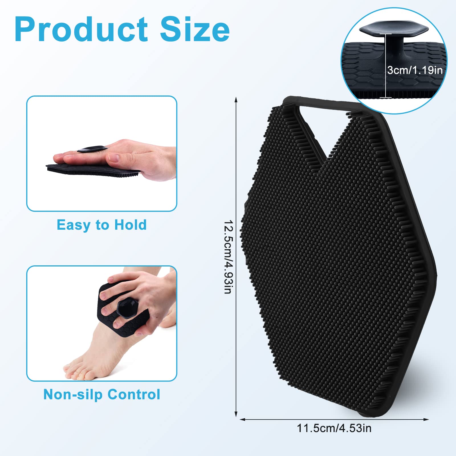Soft Silicone Body Scrubber - Exfoliating Massage Pad for Shower & Deep Skin Cleaning (Black) - Wall Mountable for Easy Use