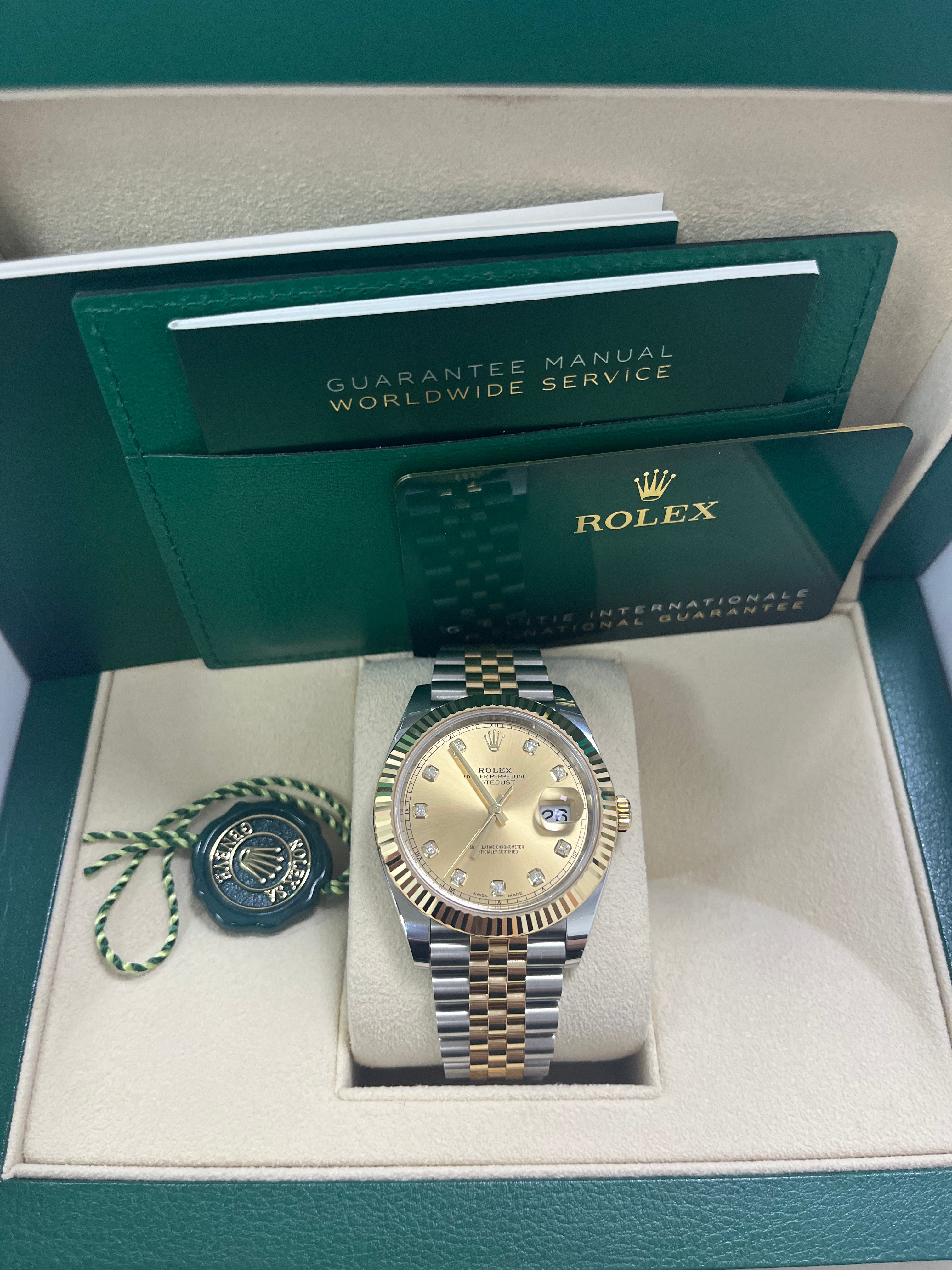 Rolex Datejust 41 Men's Watch - Champagne Diamond Dial, Stainless Steel & Yellow Gold (Ref.126333) | Luxury Dress Watch for Business & Formal Occasions