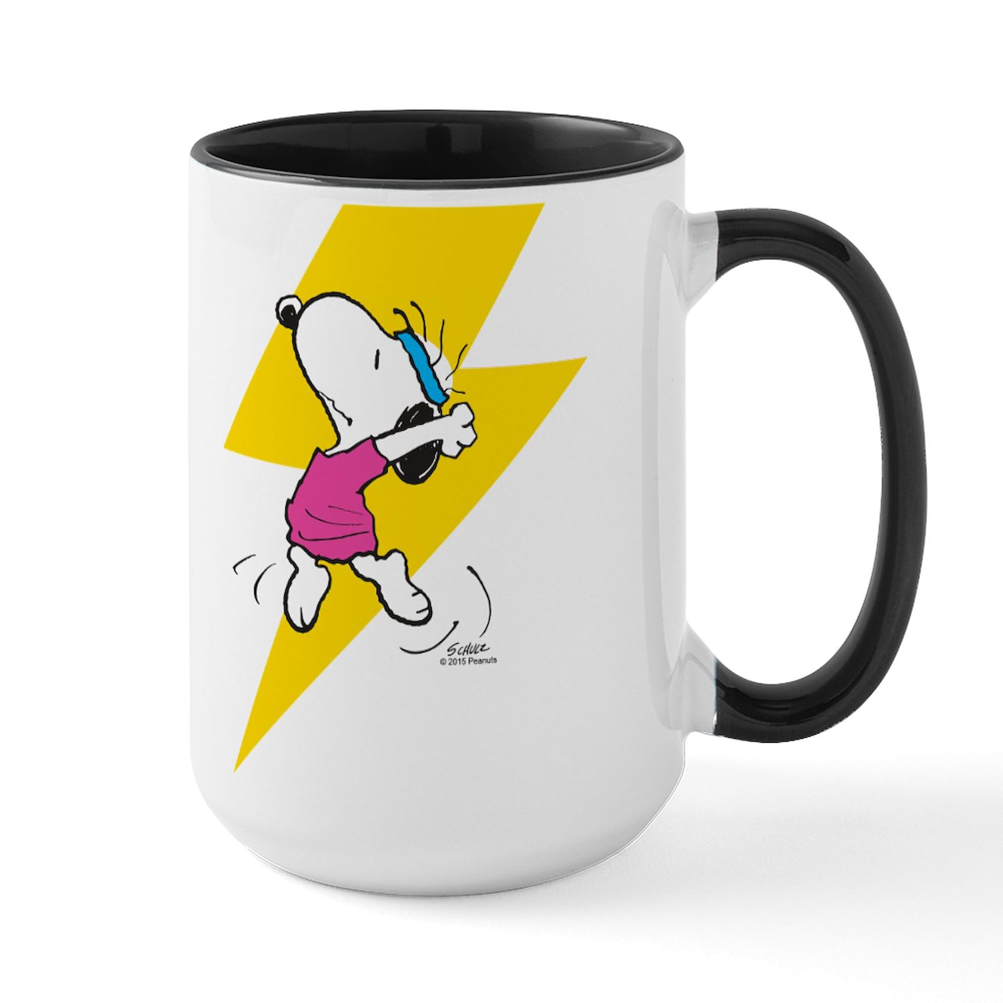 Peanuts Snoopy Dance Lightning 15 oz Ceramic Coffee Mug - Large 444ml Insulated Tea Cup for Office, Home & Gifts | Vintage Cartoon Character Design