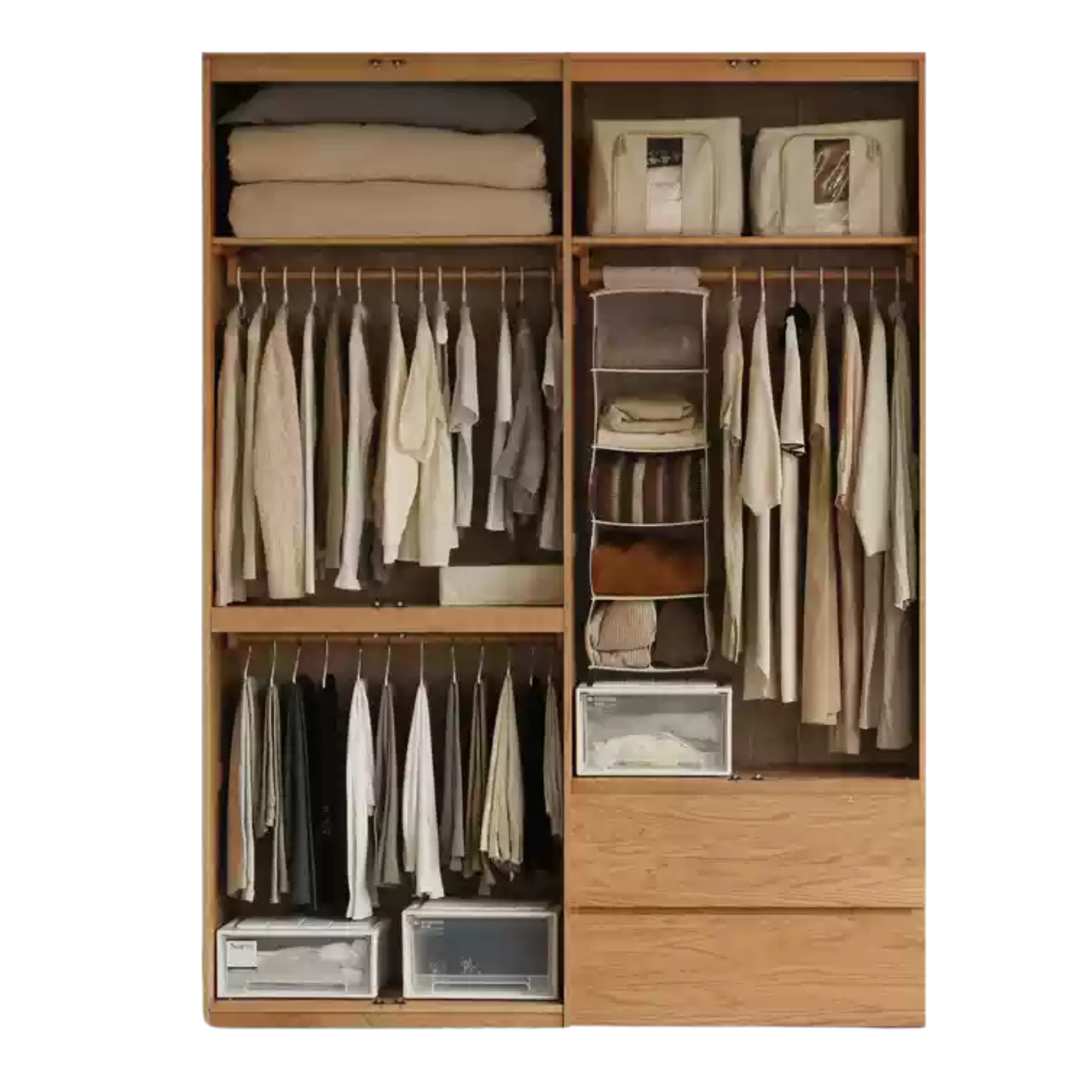 70.6x23.2x94.4 inch / 180x59x240cm / Natural wood color / wardrobe drawer type