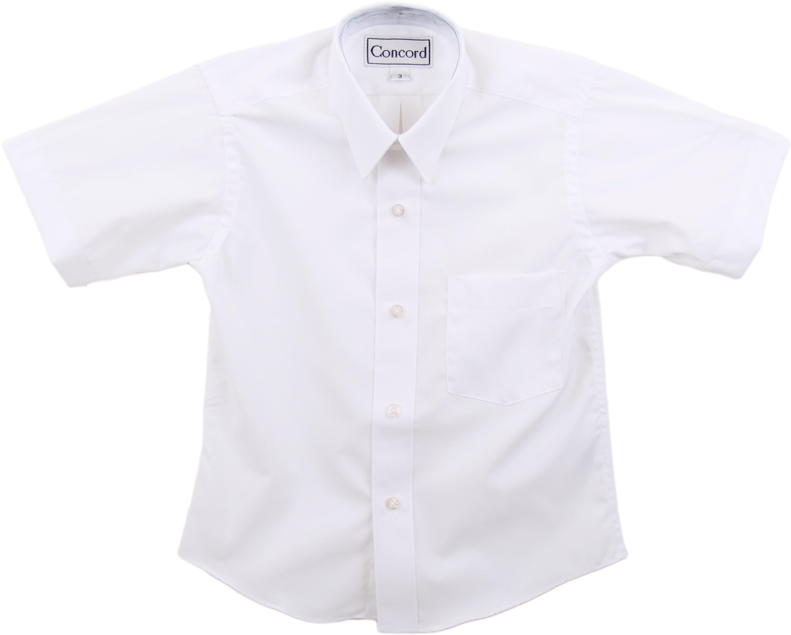 Concord Boys Short Sleeve White Dress Shirt for School, Church & Special Occasions - Classic Fit Formal Shirt for Kids
