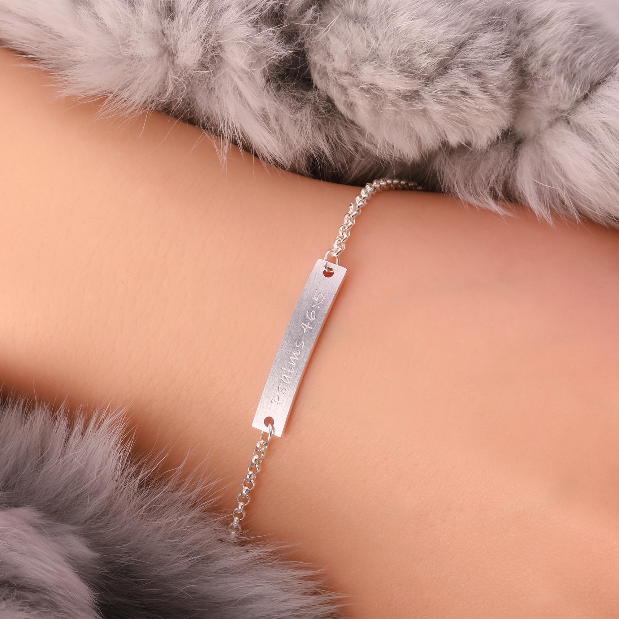 ALiLuYa Psalms 46:5 Sterling Silver Bible Verse Bracelet for Women - 925 Silver Engraved Christian Jewelry, Inspirational Gift for Church, Baptism & Daily Faith Wear