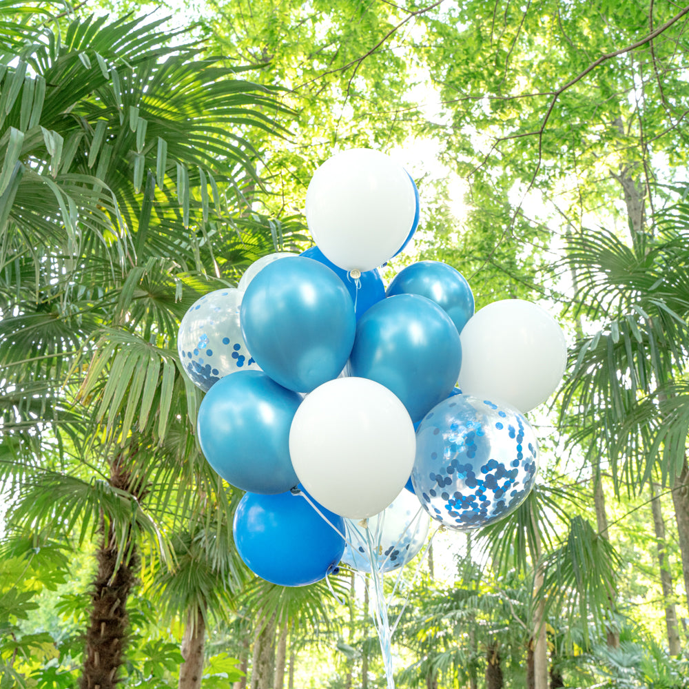 Balloonify Blue Confetti Balloon Set - 20 Pieces Party Decorations for Birthdays, Weddings & Baby Showers | Premium Latex Balloons in Bulk (1 Count Box)