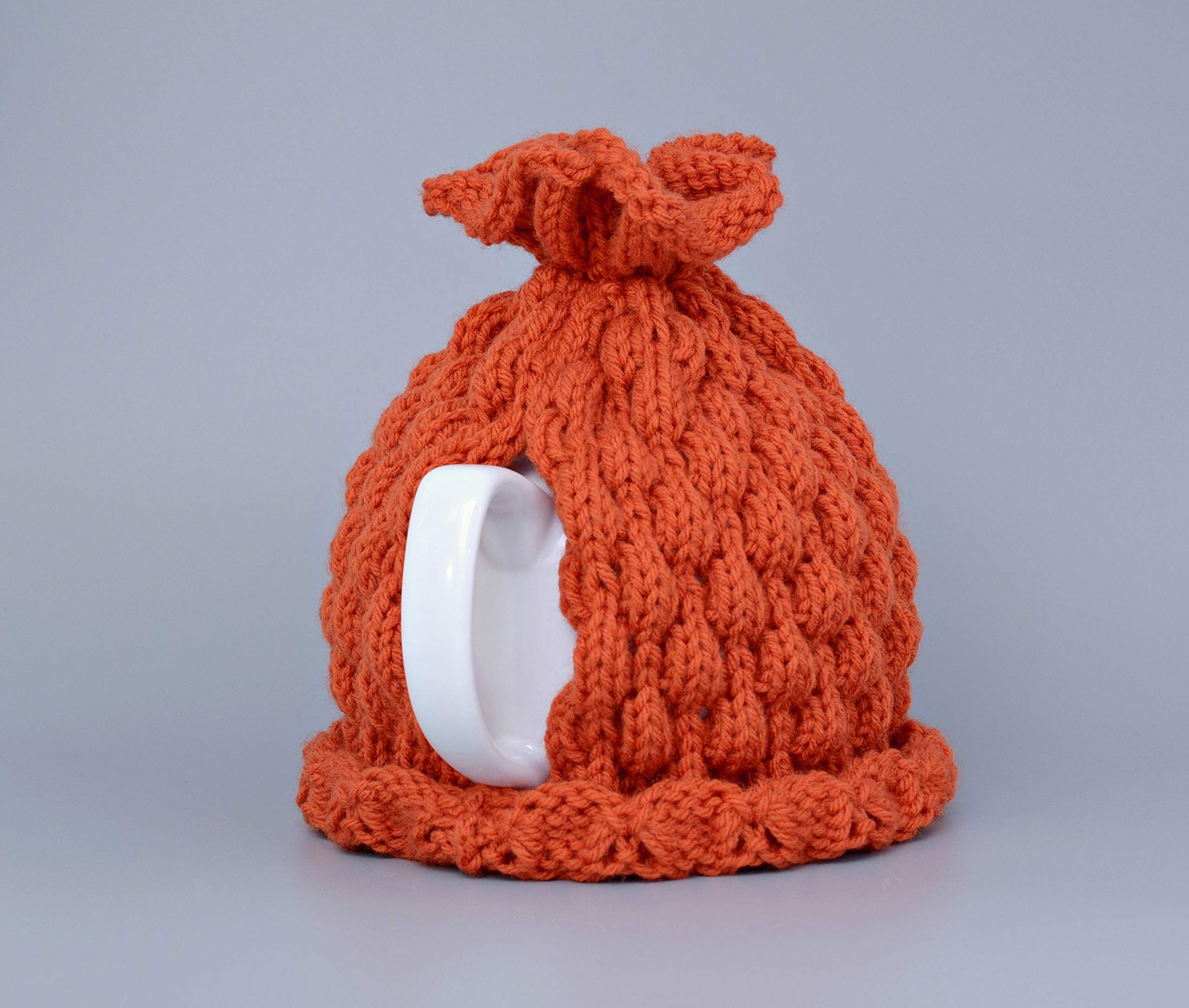 Cozy Knitted Teapot Cover - Burnt Orange Fall Decor for Kitchen & Table | Thanksgiving Housewarming Gift, Tea Lover Accessories, Halloween Pumpkin Themed Centerpiece | Perfect for Autumn Tea Parties & Seasonal Home Decor