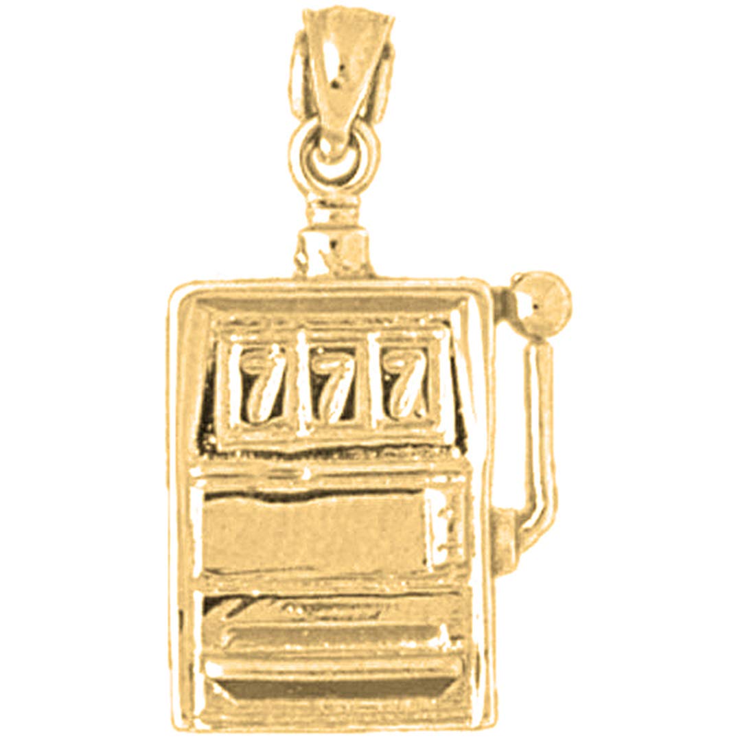 14K Yellow Gold Plated 925 Sterling Silver Slot Machine Pendant Necklace - Casino Theme Jewelry Gift for Gamblers & Party Lovers | Perfect for Vegas Nights, Casino Parties & Lucky Charm Wear