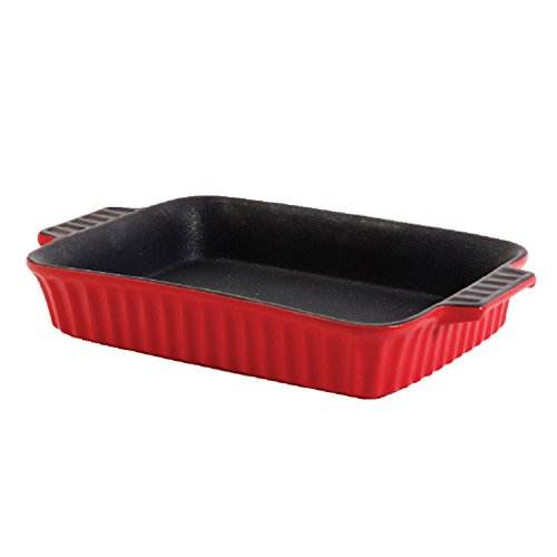 **Crock Pot Denhoff 10-Inch Red Ribbed Rectangular Casserole Dish – Oven, Microwave & Serving Safe – Perfect for Baking, Roasting & Family Dinners**